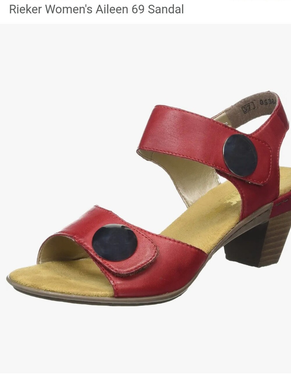 Rieker NEW Size 40: Red Aileen Leather Two-Strap Sandal with Block Heel